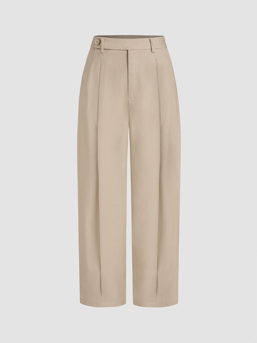 Italian Nova – High-waisted Pleated wide-leg trousers in Beige