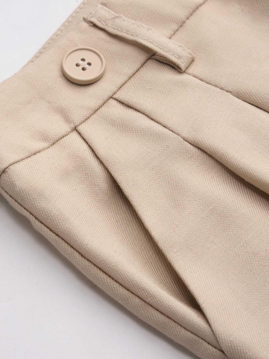Italian Nova – High-waisted Pleated wide-leg trousers in Beige
