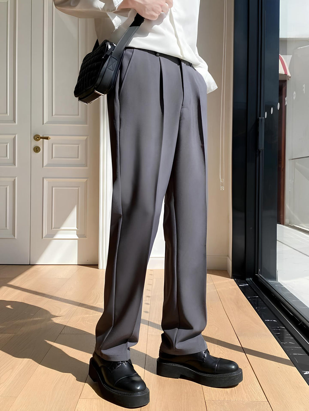 Italian Nova | Korean-Style Tailored Pants - Stone Grey