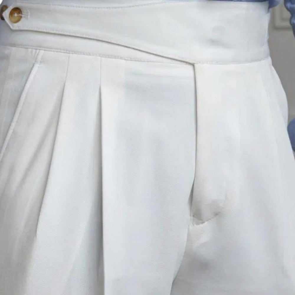 Italian Nova – Classic Gurkha Trousers in Elegant White