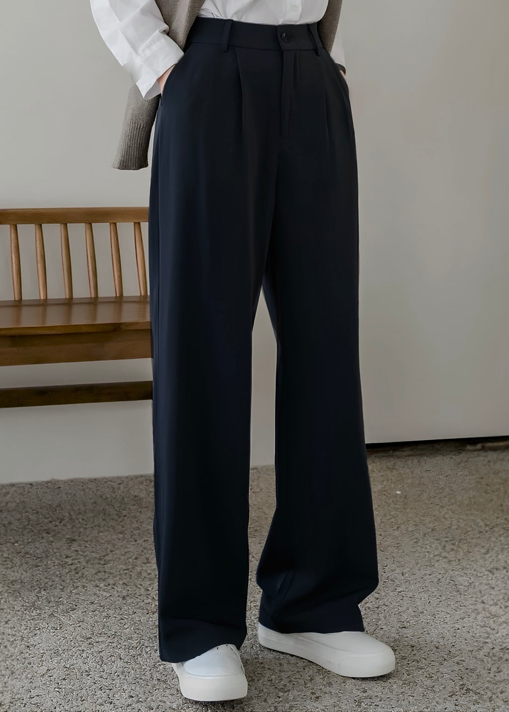 Italian Nova | Korean-Style Tailored Pants - Dark Navy Blue
