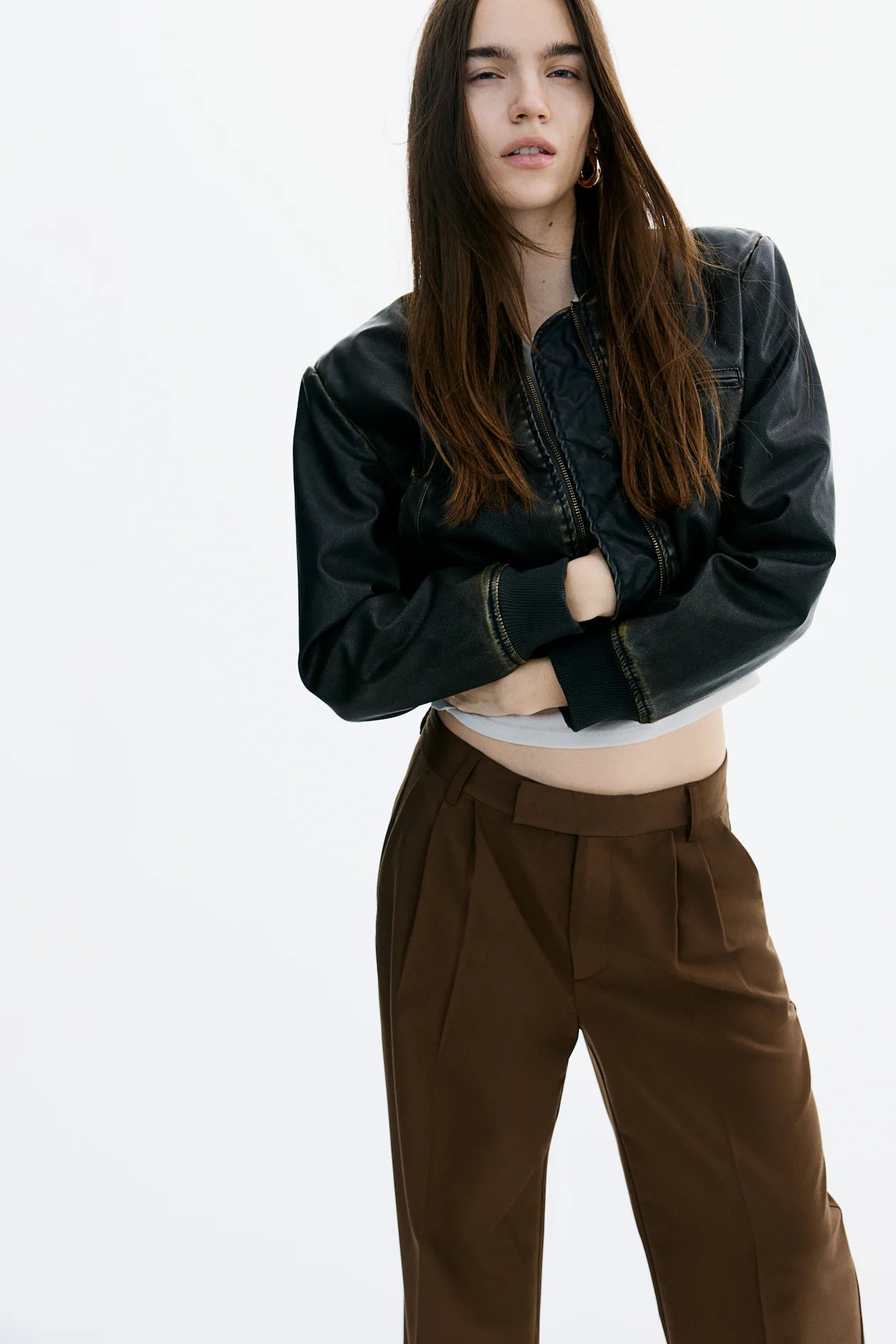 Italian Nova – High-waisted Pleated trousers in Brown