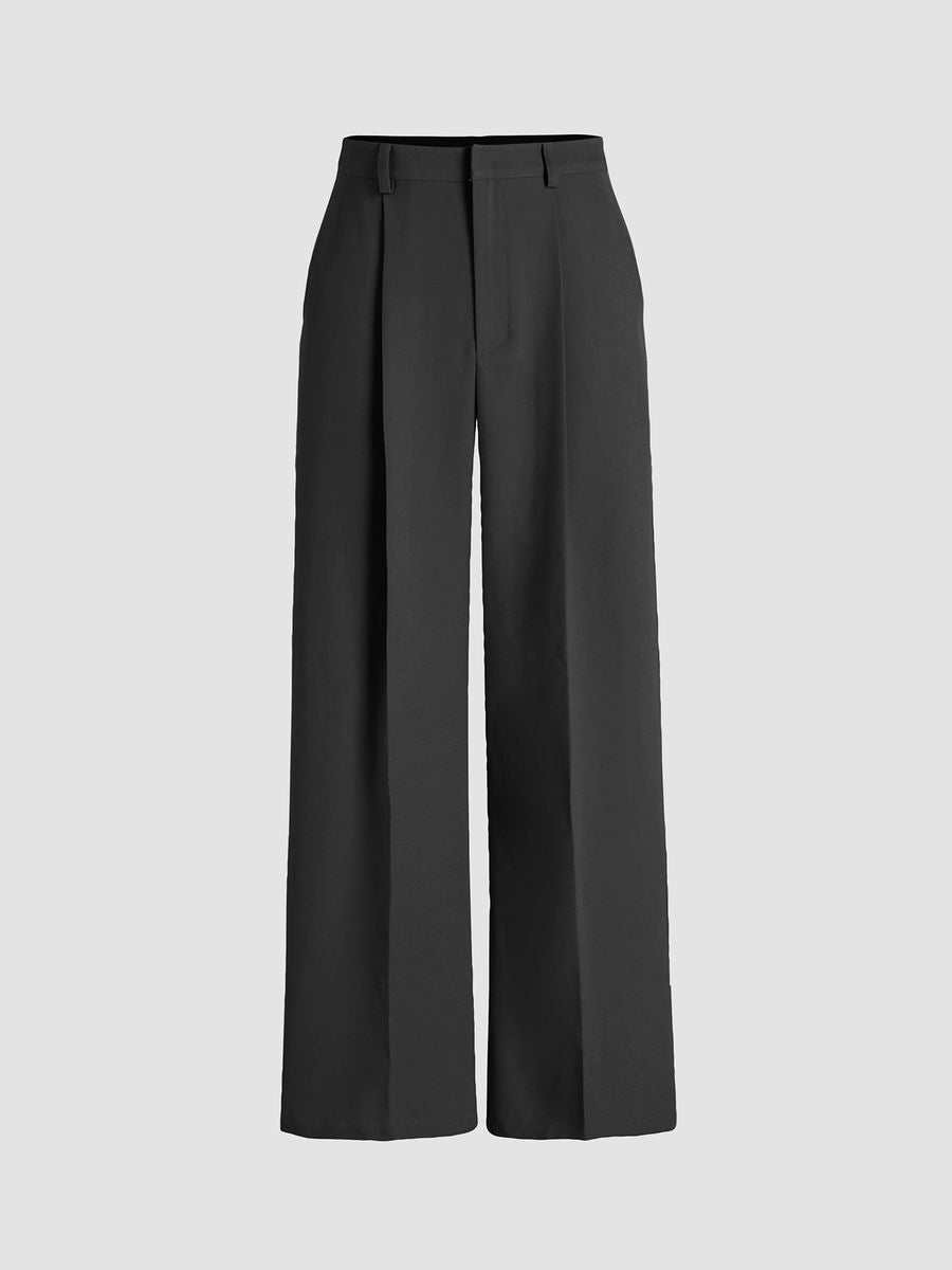 Italian Nova – Riviera High-Waist Wide-Leg Trousers in Bossy Black