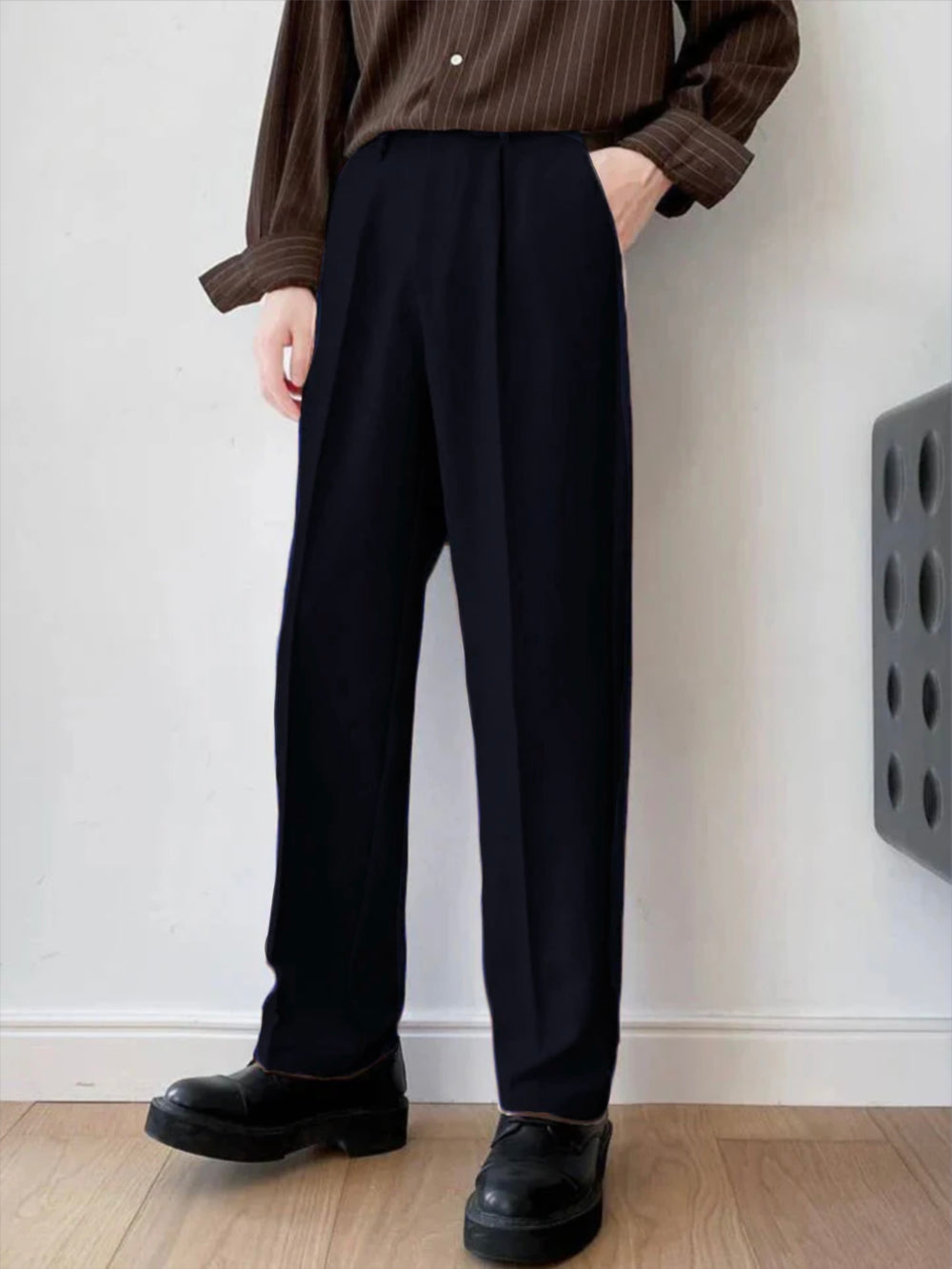 Italian Nova | Korean-Style Tailored Pants - Dark Navy Blue