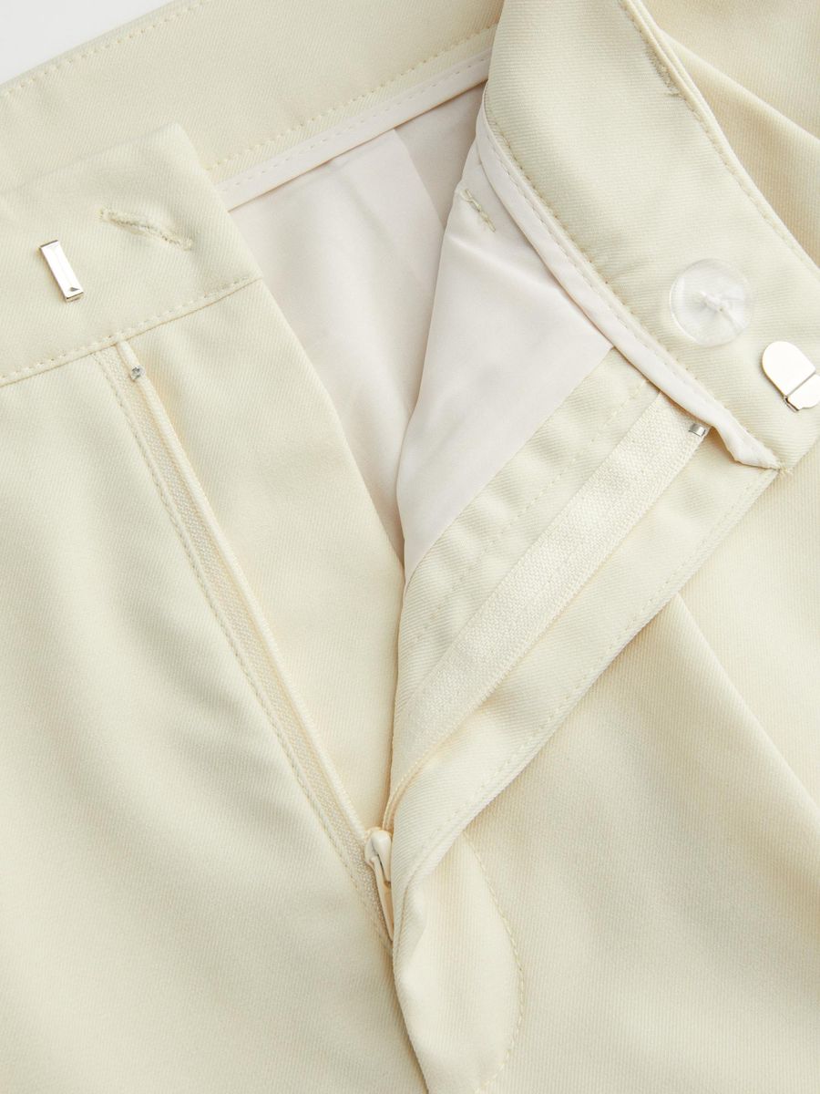 Italian Nova – High-waisted Pleated wide-leg trousers in Off-White