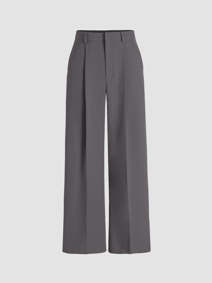 Italian Nova – High-waisted Pleated wide-leg trousers in Charcoal Grey