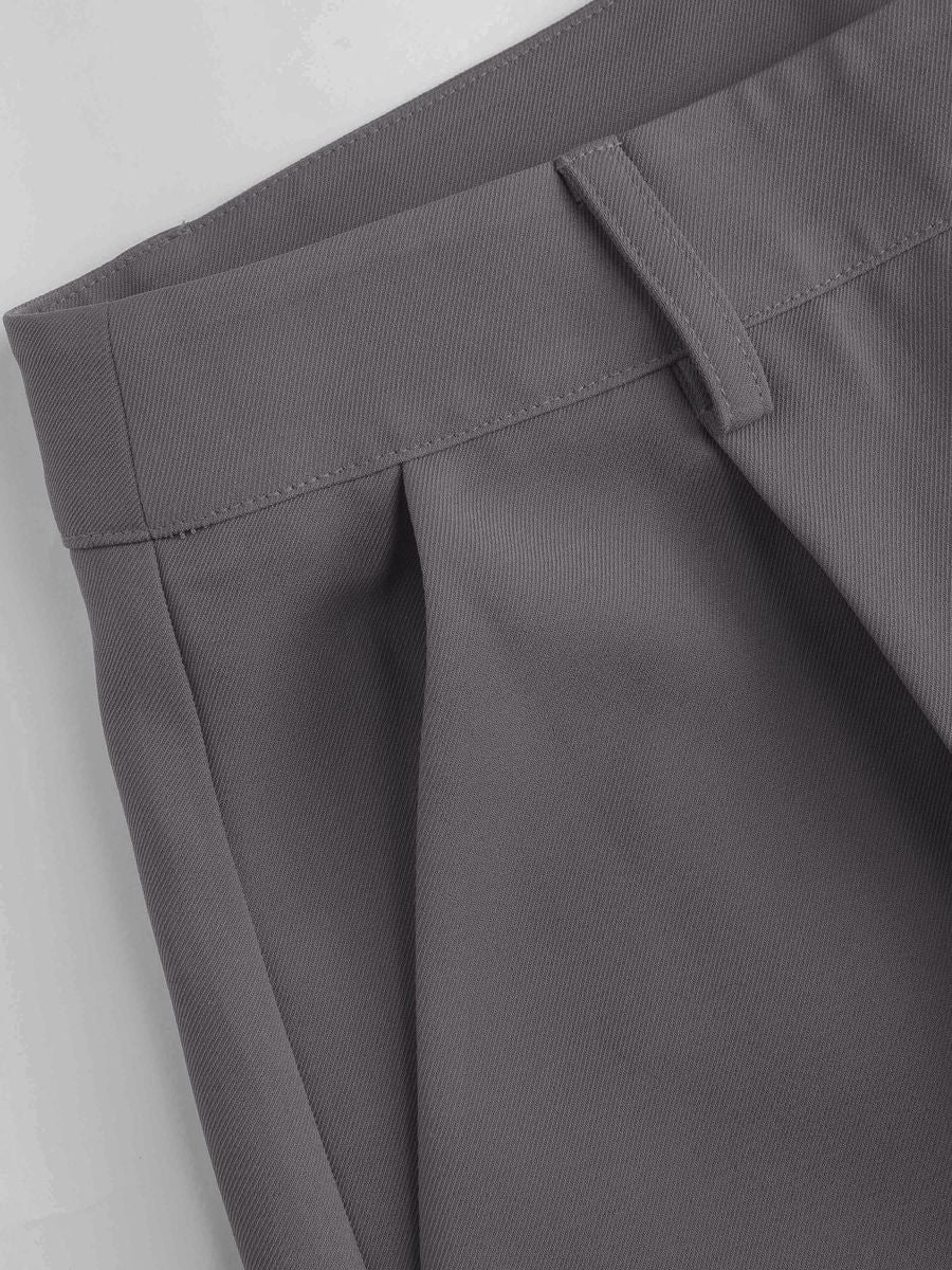 Italian Nova – High-waisted Pleated wide-leg trousers in Charcoal Grey