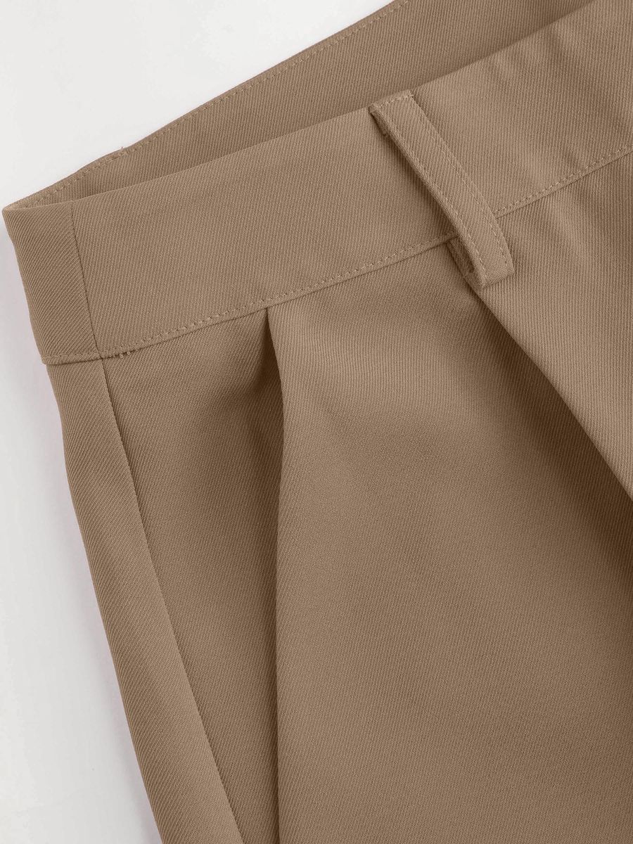 Italian Nova – Contessa High-Waist Wide-Leg Trousers in Khaki Beige