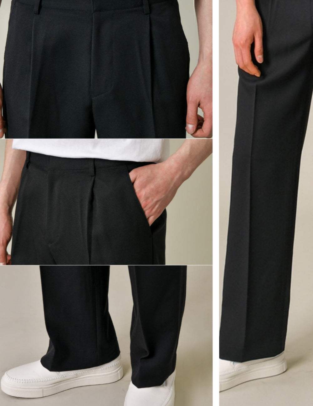 Italian Nova | Korean-Style Relaxed Fit Pants - Black
