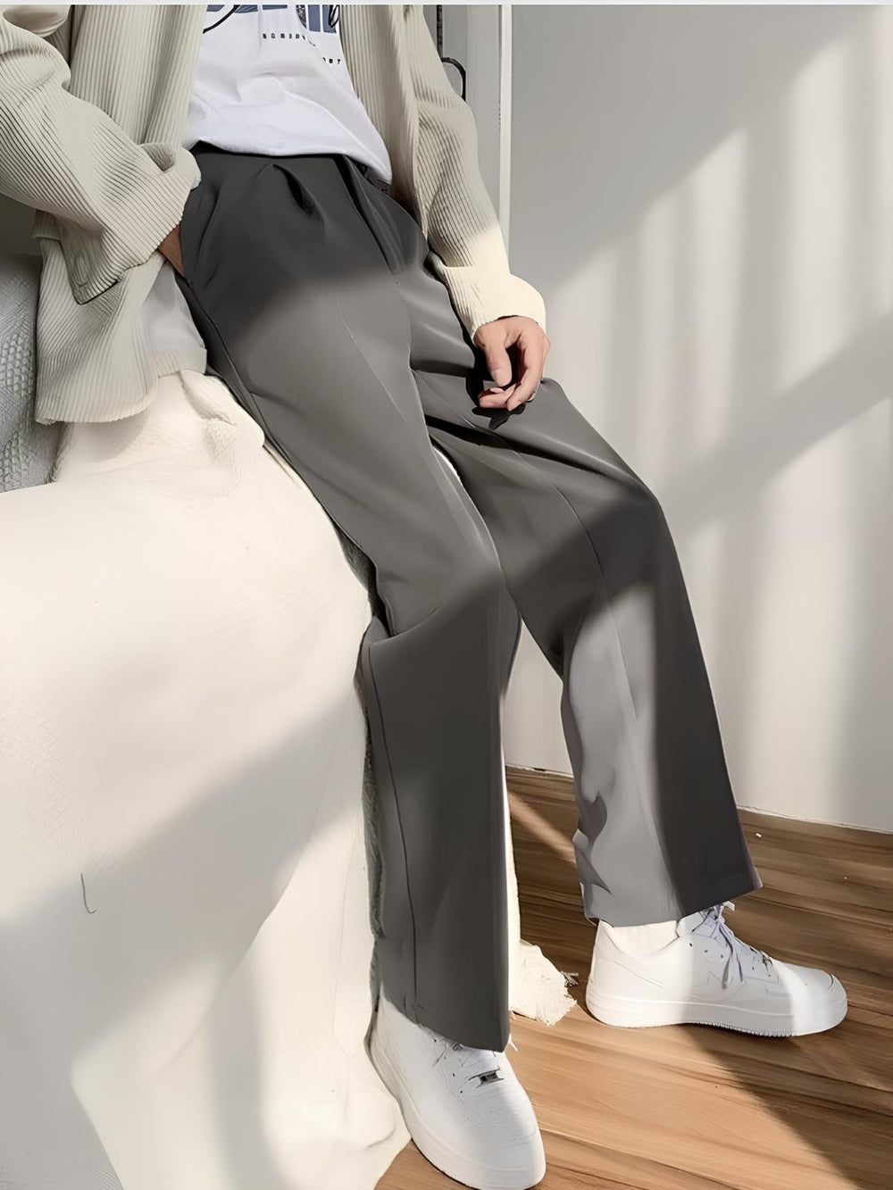 Italian Nova | Korean-Style Tailored Pants - Ash Grey