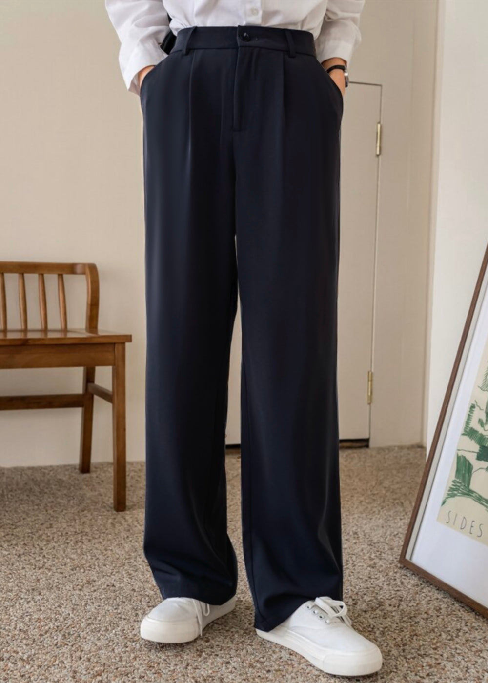 Italian Nova | Korean-Style Tailored Pants - Dark Navy Blue
