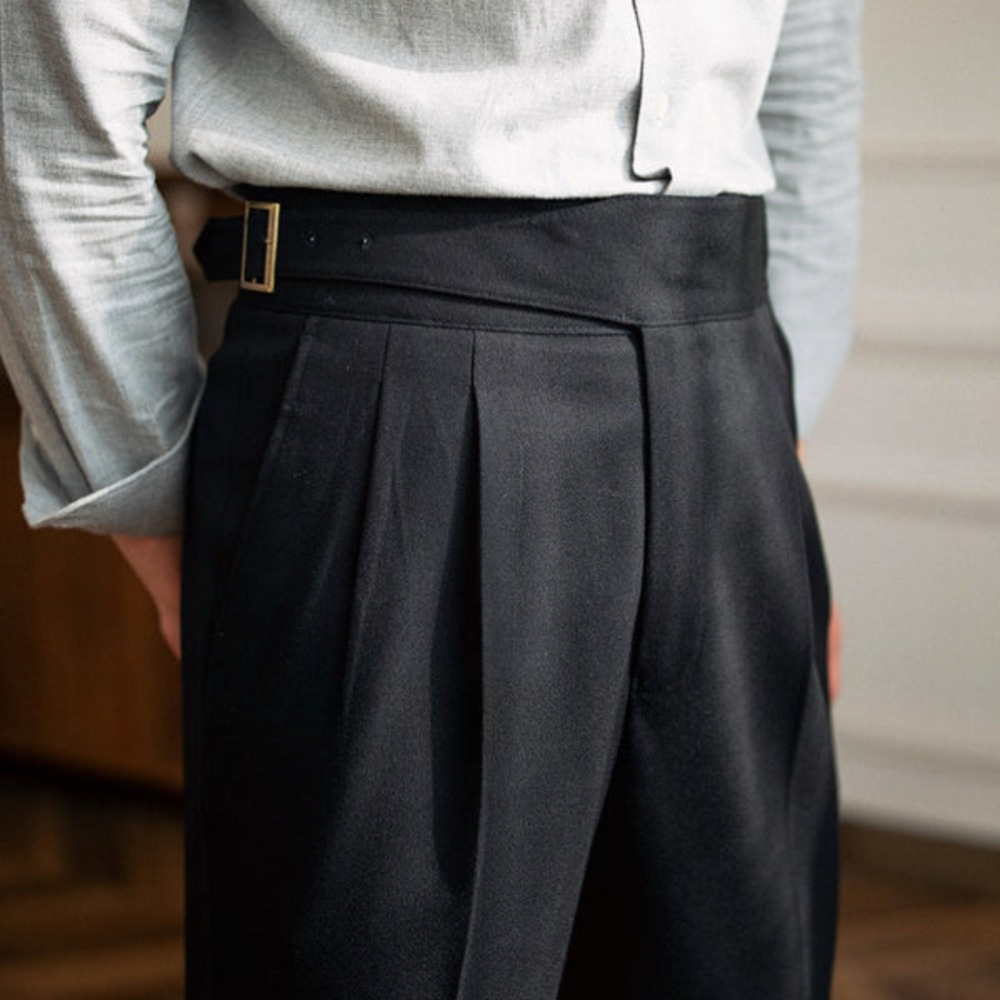 Italian Nova – Signature Gurkha Trousers in Classic Black