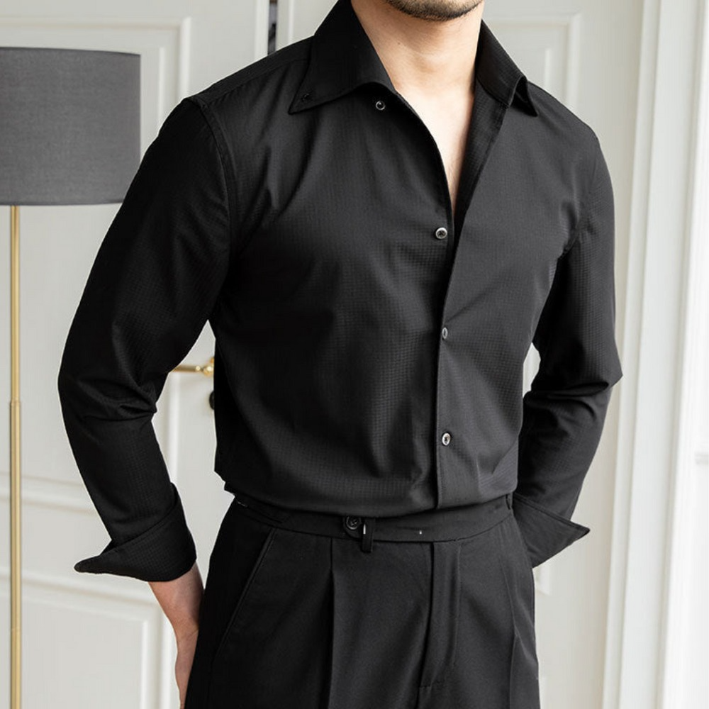 Italian Nova – Black Old Money Buttoned Down Shirt