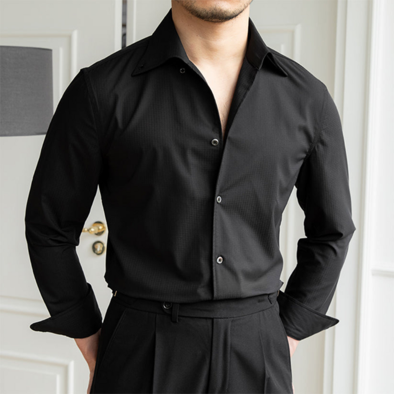 Italian Nova – Black Old Money Buttoned Down Shirt
