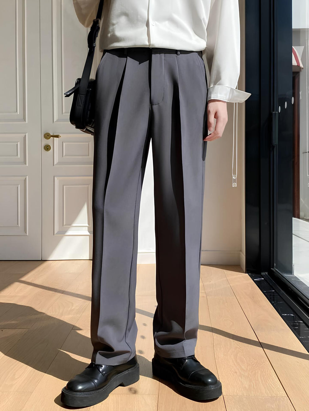 Italian Nova | Korean-Style Tailored Pants - Stone Grey