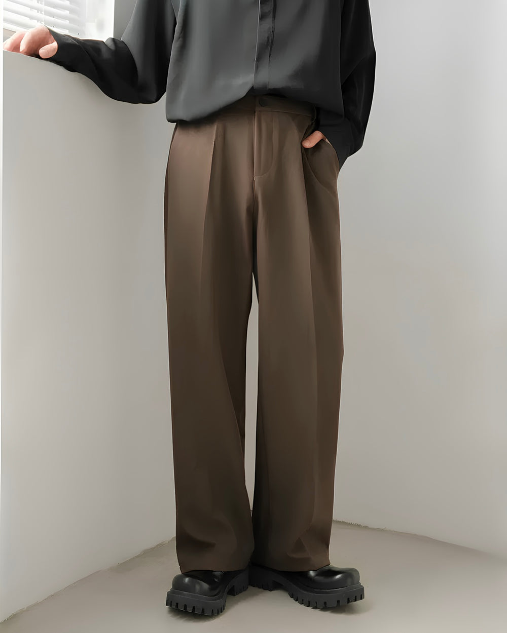 Italian Nova | Korean-Style Tailored Pants - Brown | Bronze