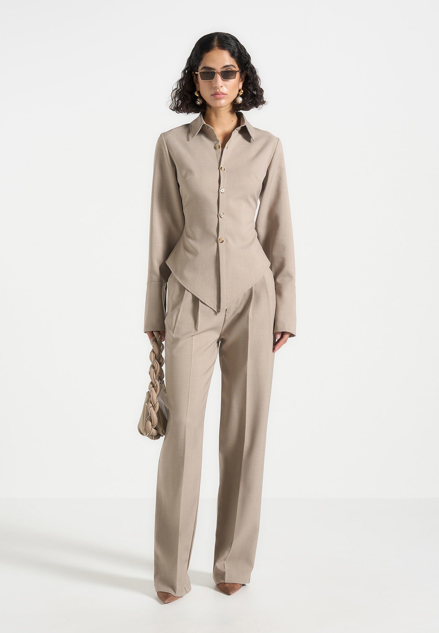 Italian Nova β High-waisted Pleated trousers in Light Taupe