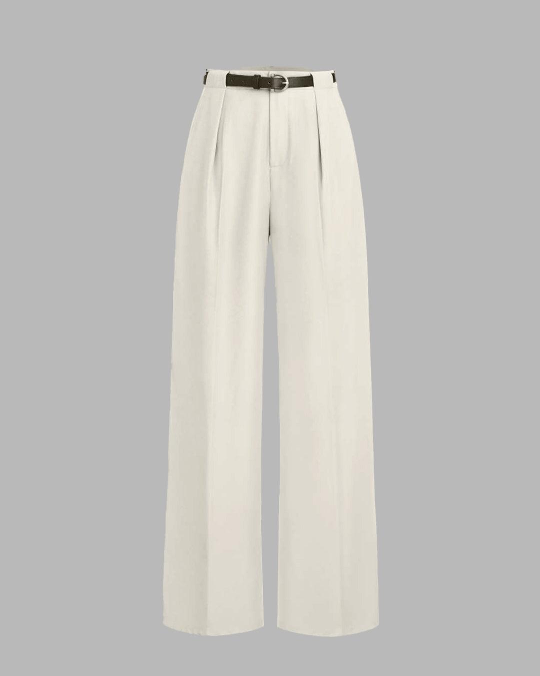 Italian Nova – High-waisted Pleated trousers in Beige