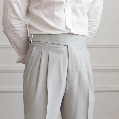 Italian Nova – Gurkha Trousers in Ash Grey