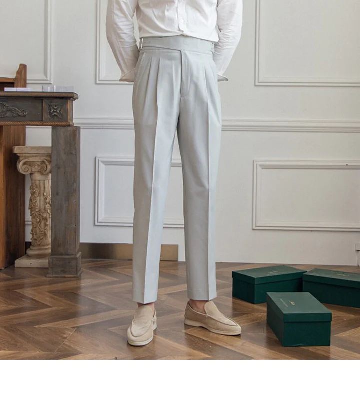 Italian Nova – Gurkha Trousers in Ash Grey