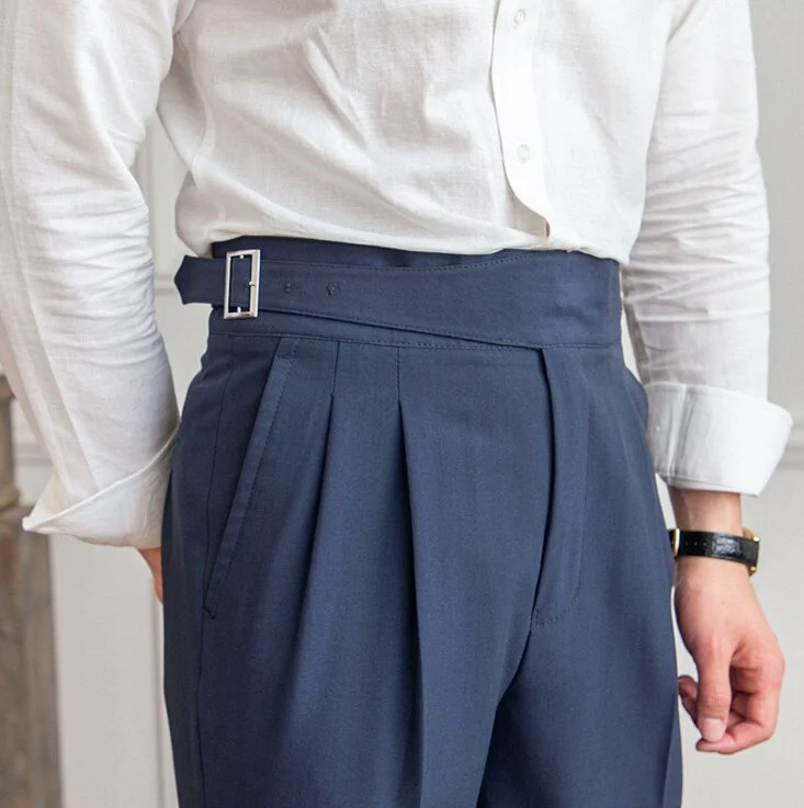 Italian Nova – Signature Gurkha Trousers in Navy Blue