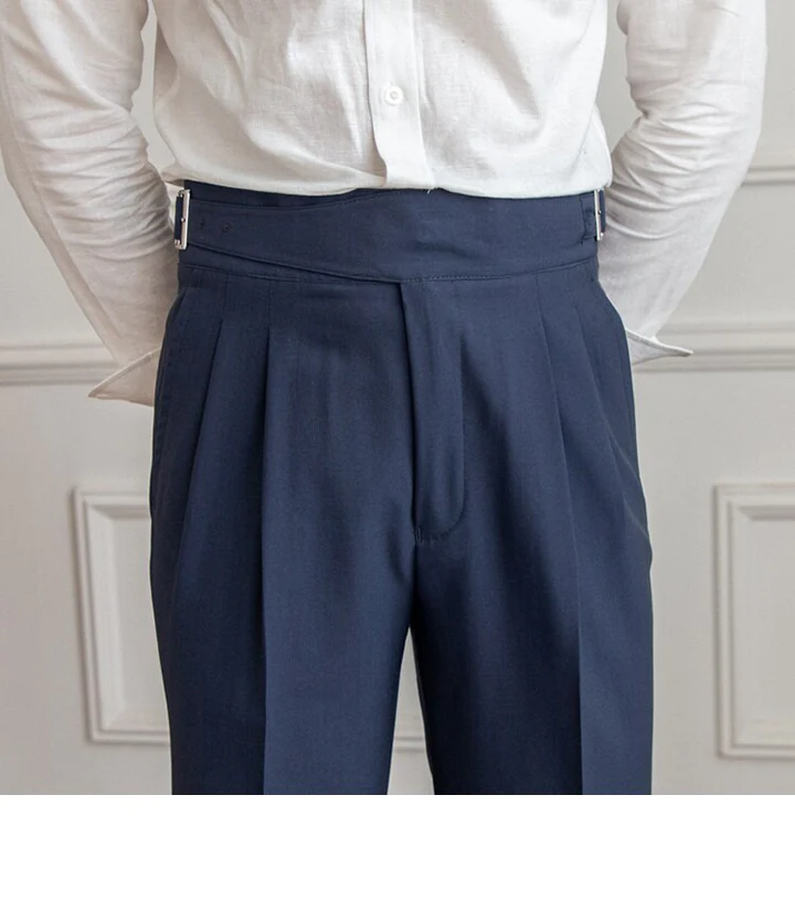 Italian Nova – Signature Gurkha Trousers in Navy Blue
