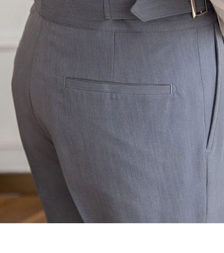 Italian Nova – Gurkha Trousers in Stone Grey