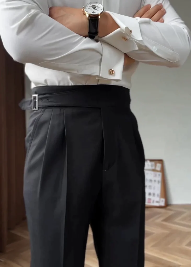 Italian Nova β Signature Gurkha Trousers in Classic Black