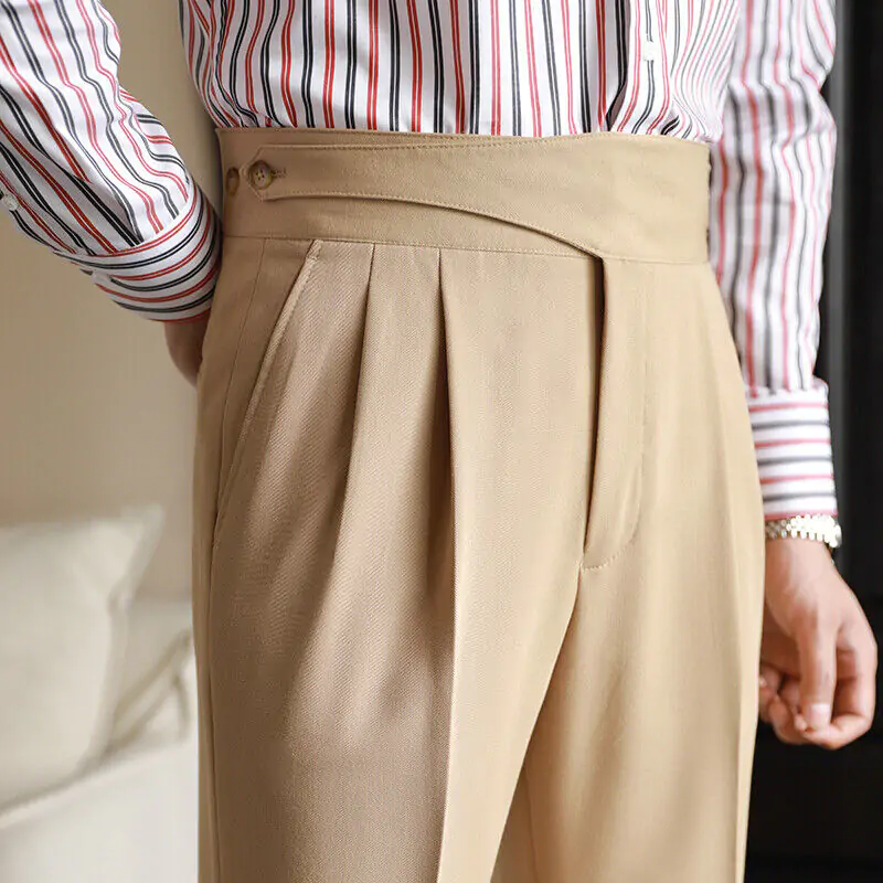 Italian Nova – Classic Gurkha Trousers in Sand Beige