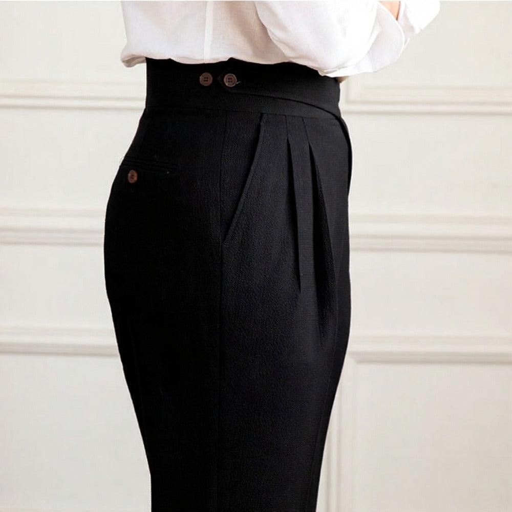 Italian Nova – Classic Gurkha Trousers in Elegant Black