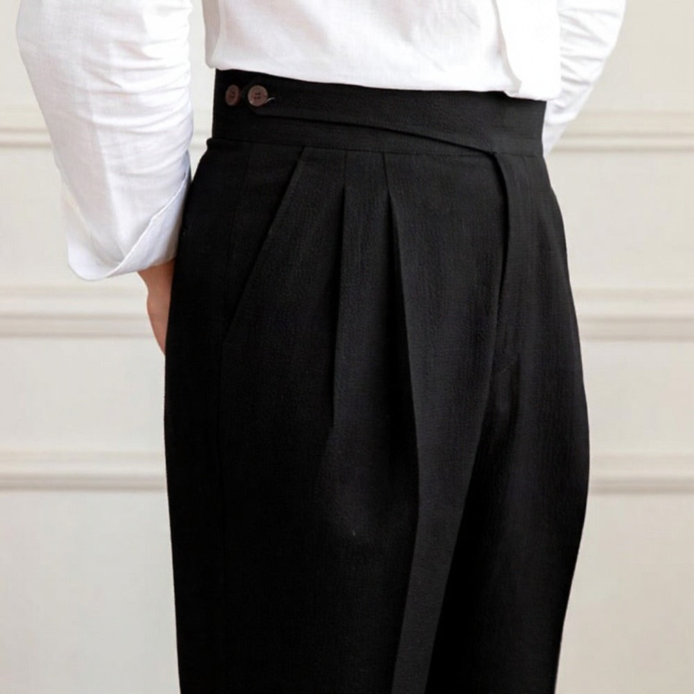 Italian Nova – Classic Gurkha Trousers in Elegant Black