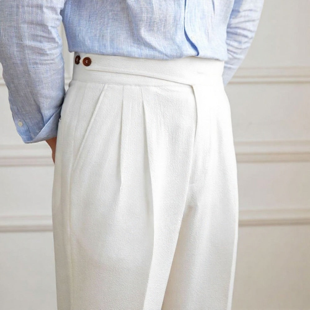 Italian Nova – Classic Gurkha Trousers in Elegant White