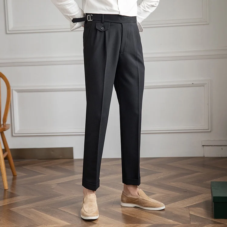 Italian Nova β Signature Flap Gurkha Trousers in Classic Black