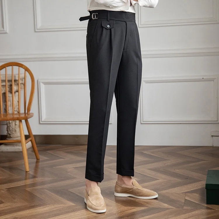 Italian Nova β Signature Flap Gurkha Trousers in Classic Black