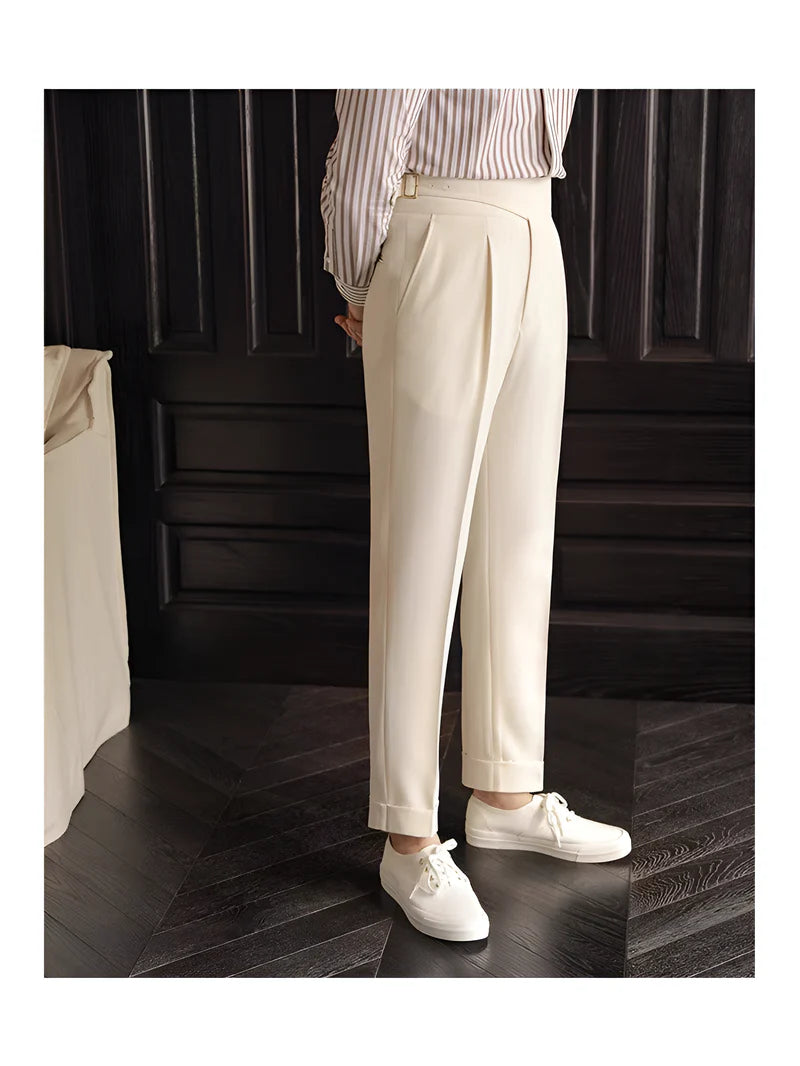 Italian Nova β Signature Gurkha Trousers in Elegant Beige