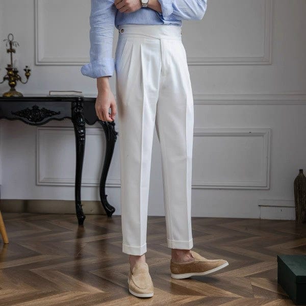 Italian Nova β Classic Gurkha Trousers in Elegant White