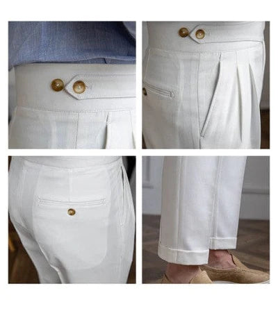 Italian Nova β Classic Gurkha Trousers in Elegant White