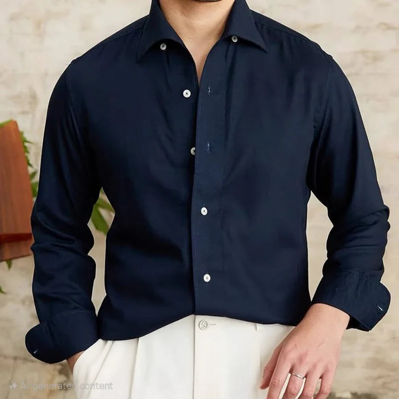 Italian Nova – Classic Dark Navy Blue Old Money Shirt