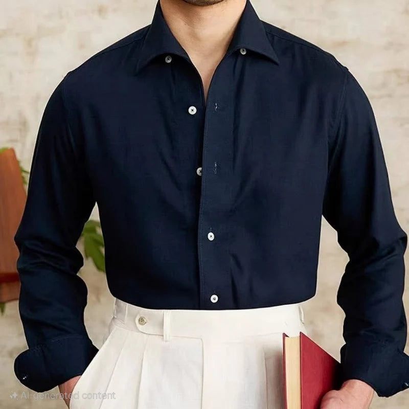 Italian Nova – Classic Dark Navy Blue Old Money Shirt