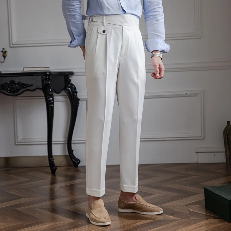 Italian Nova – Classic Gurkha Trousers in Elegant White