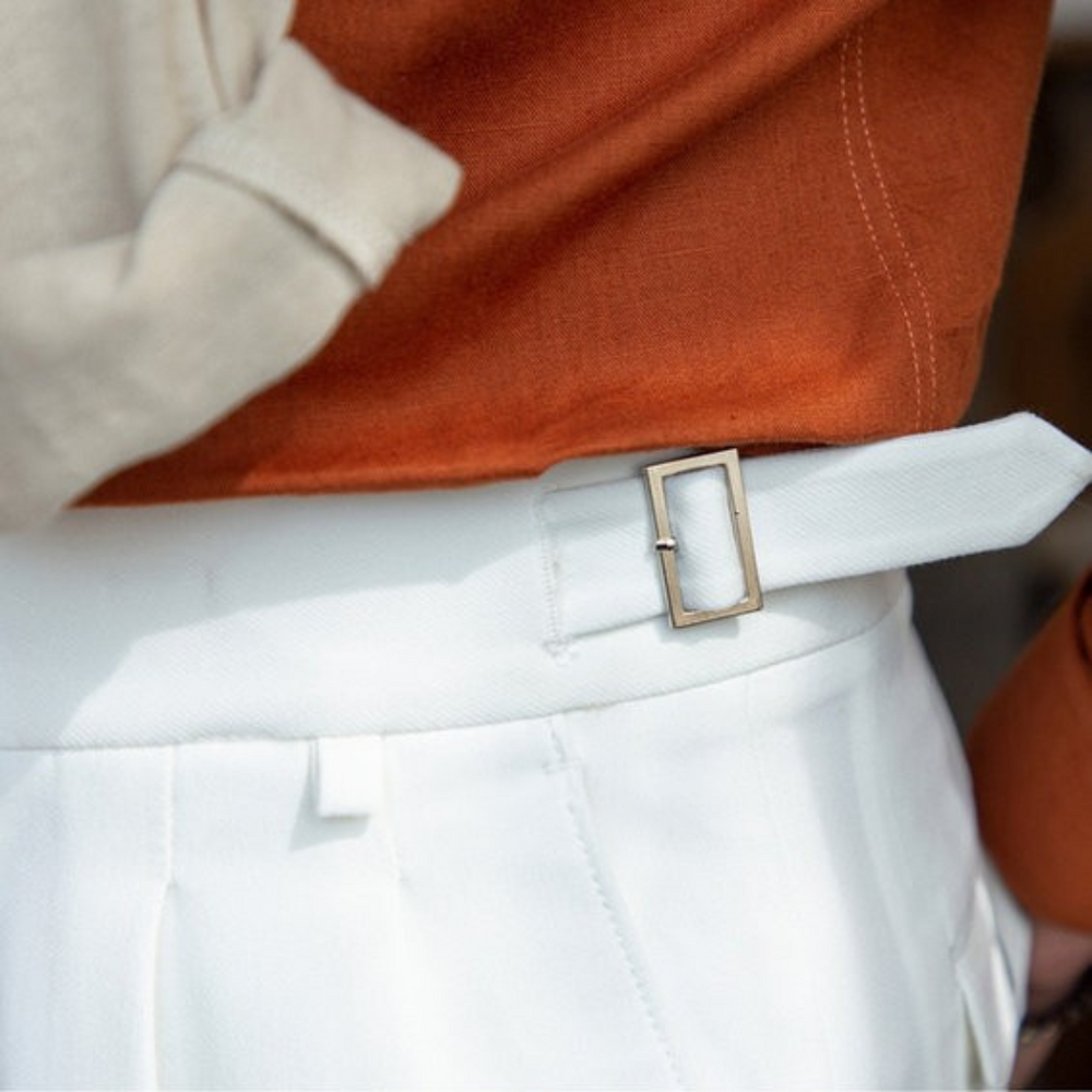 Italian Nova β Signature Gurkha Trousers in Elegant White