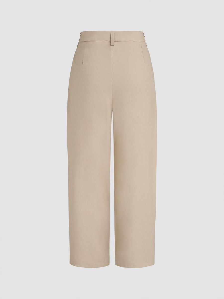 Italian Nova – High-waisted Pleated wide-leg trousers in Beige