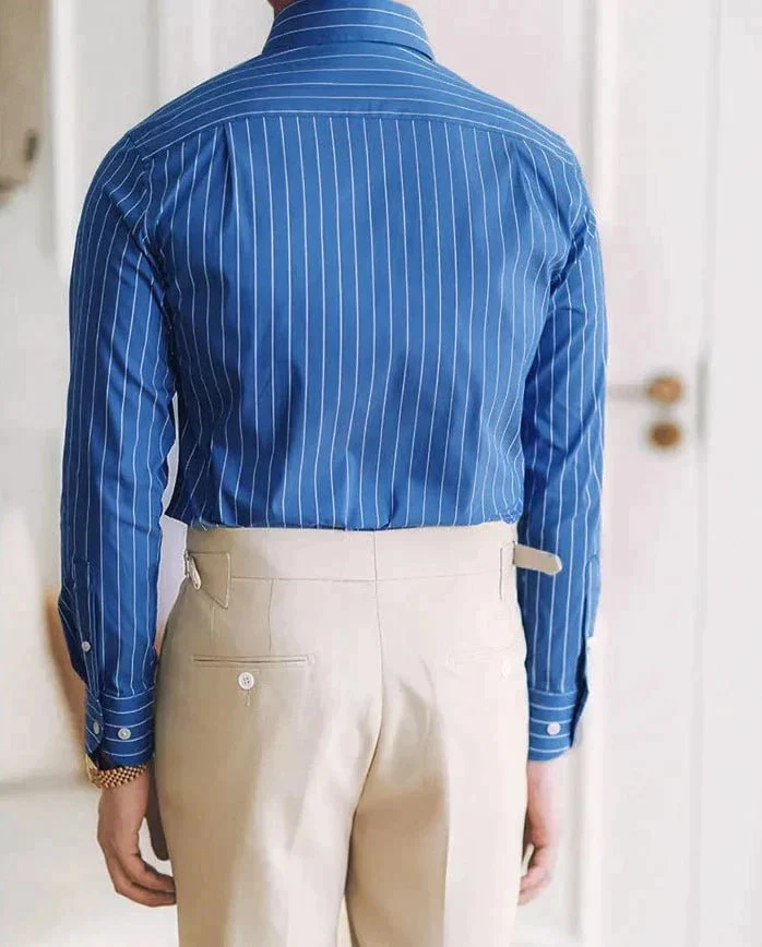 Italian Nova – Riviera Blue Old Money Stripe Shirt