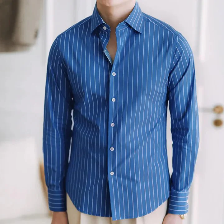 Italian Nova – Riviera Blue Old Money Stripe Shirt
