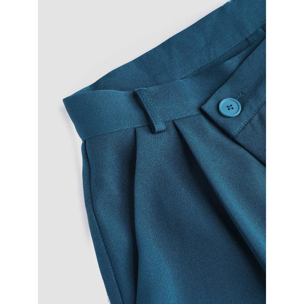 Italian Nova – High-waisted Pleated wide-leg trousers in Royal Blue
