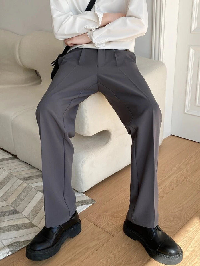 Italian Nova | Korean-Style Tailored Pants - Stone Grey