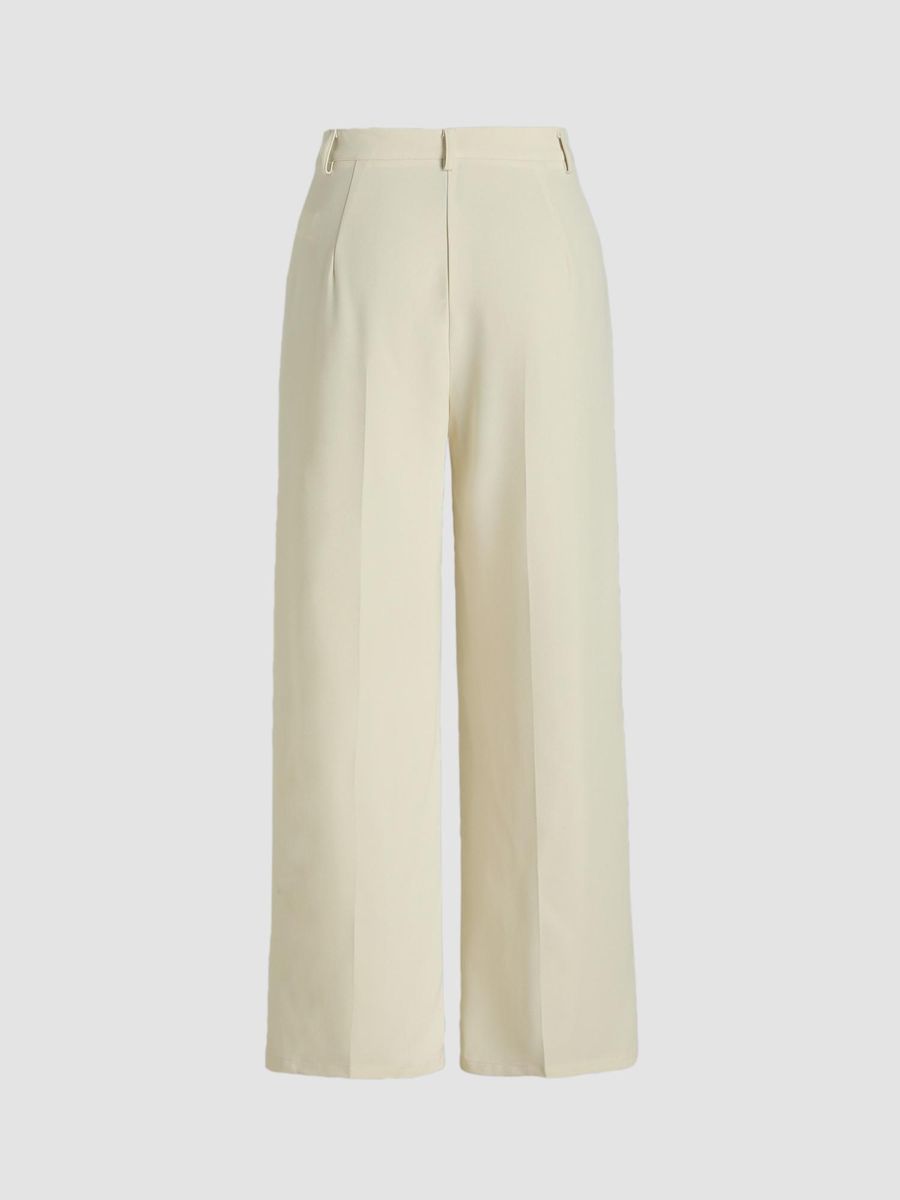 Italian Nova – High-waisted Pleated wide-leg trousers in Off-White