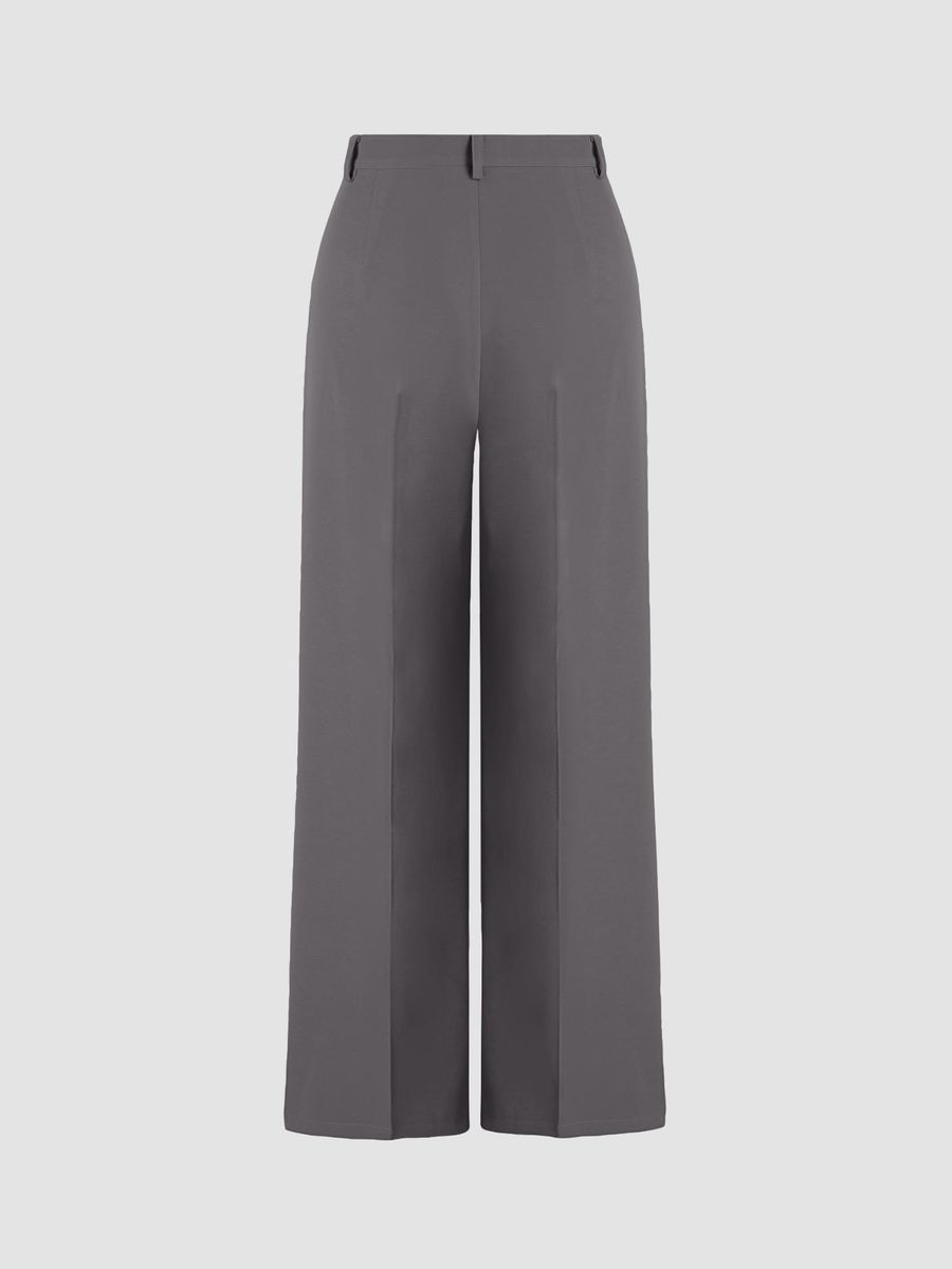 Italian Nova – High-waisted Pleated wide-leg trousers in Charcoal Grey