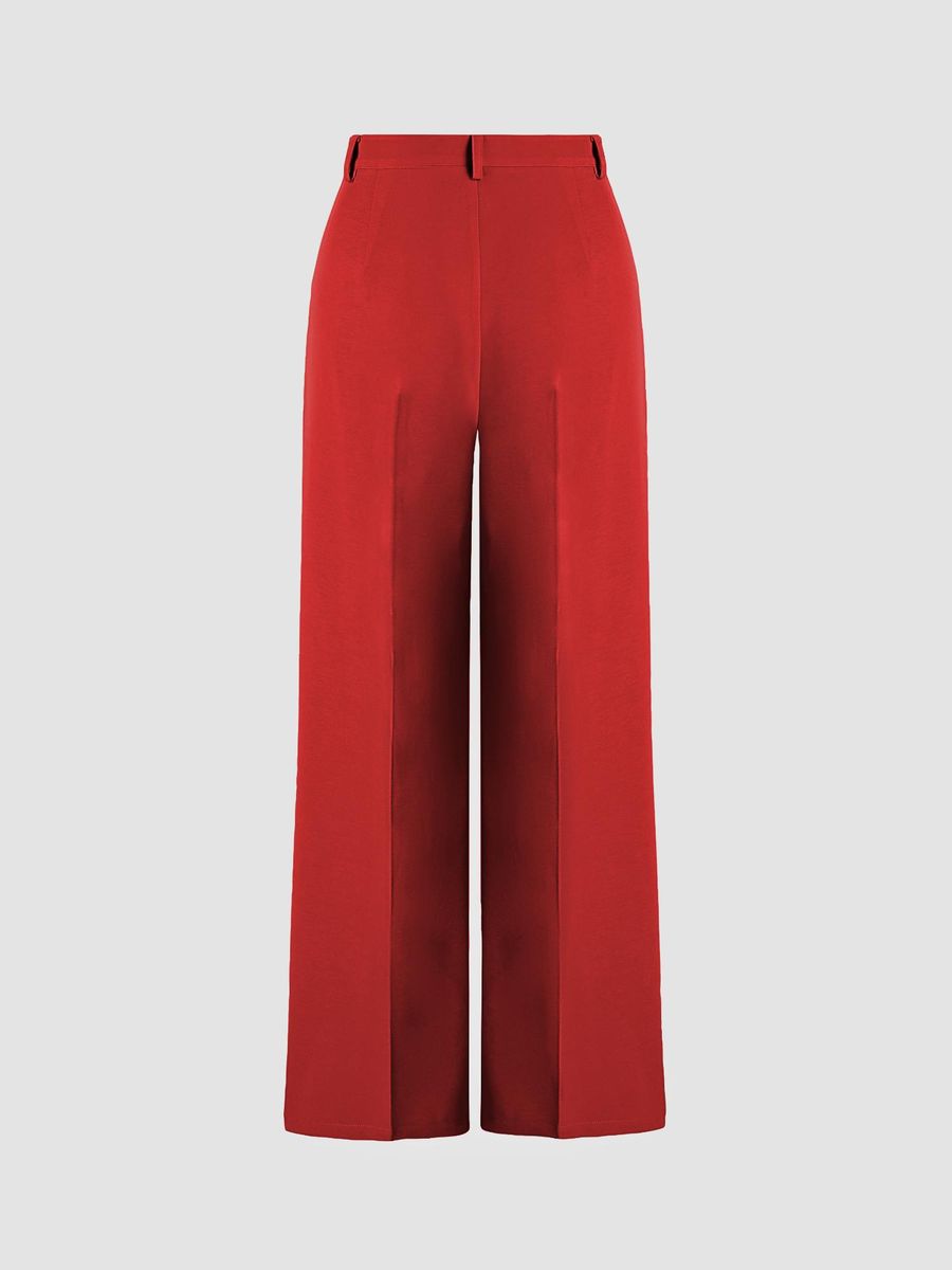 Italian Nova – High-waisted Pleated wide-leg trousers in Cherry Red