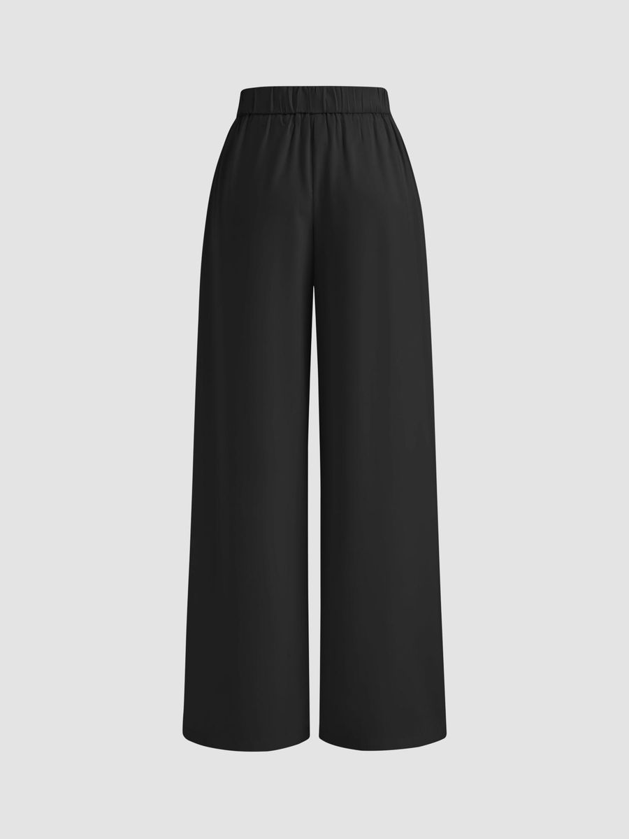 Italian Nova – High-waisted Pleated wide-leg trousers in Bossy Black